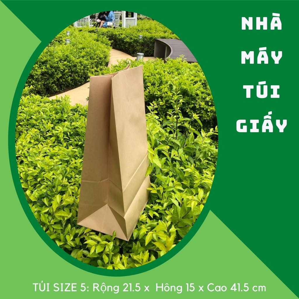 500 chiếc TÚI GIẤY KRAFT SIZE 5-21,5x15x41,5cm KHÔNG QUAI