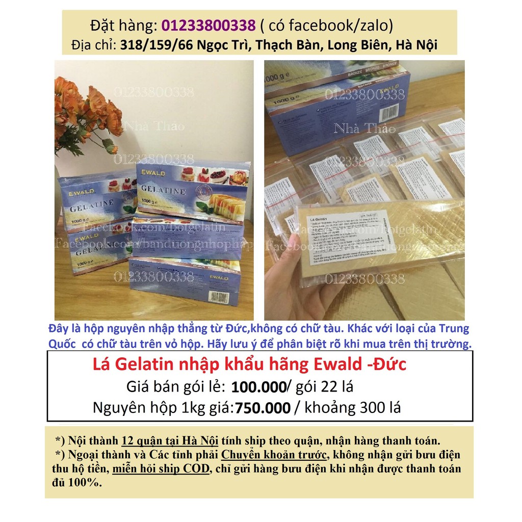 Lá gelatin Đức Ewald gói 22 lá