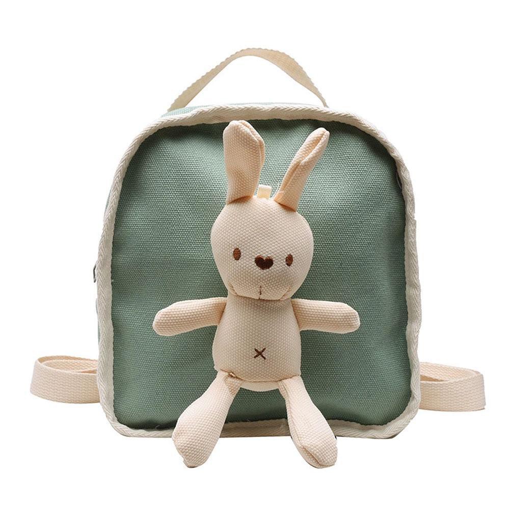 Balo mini vải canvas có gấu kèm theo-D040