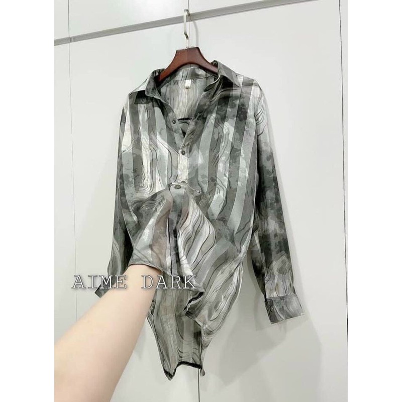 Áo Sơ Mi Nữ Tay Dài Chất Voan Lụa Tơ Lên Dáng Siêu Xinh Freesize dưới 63kg