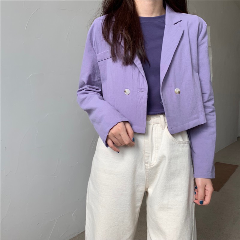 Áo Blazer dáng rộng màu trơn hợp thời trang