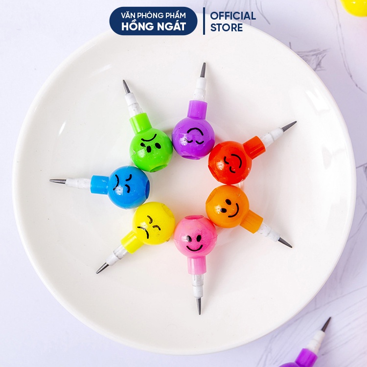 Bút chì khúc hình mặt cảm xúc cute dễ thương cho bé, đồ dùng học tập văn phòng phẩm làm quà tặng học sinh B36