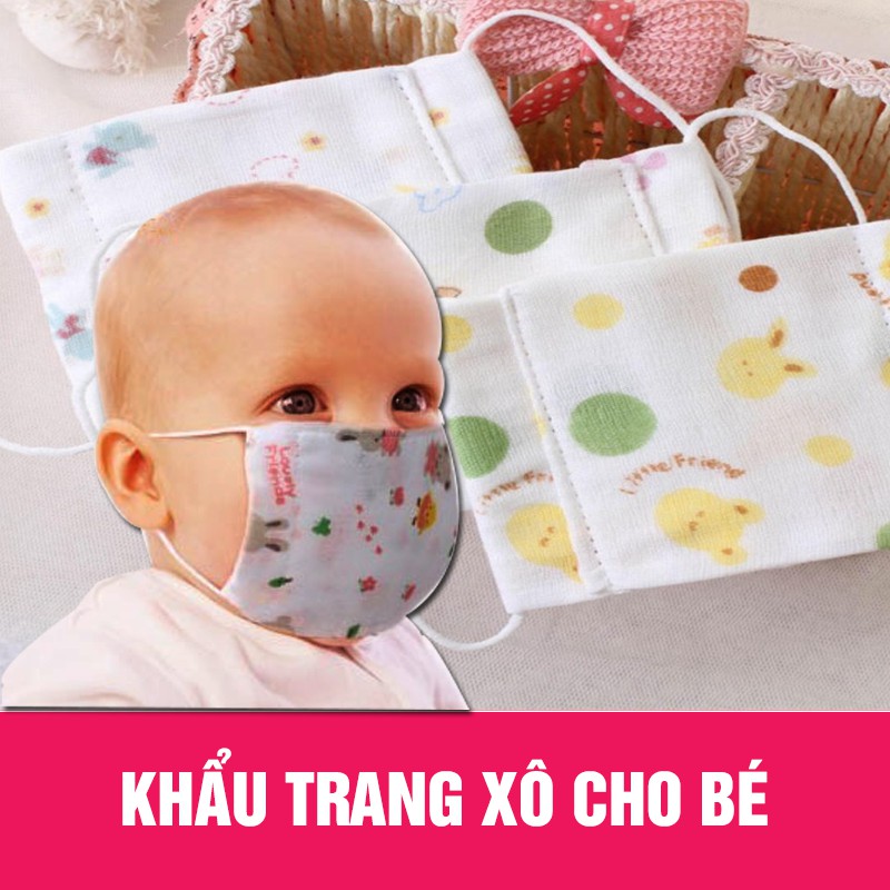 Khẩu trang vải xô xuất Nhật chống bụi bảo vệ hô hấp cho bé