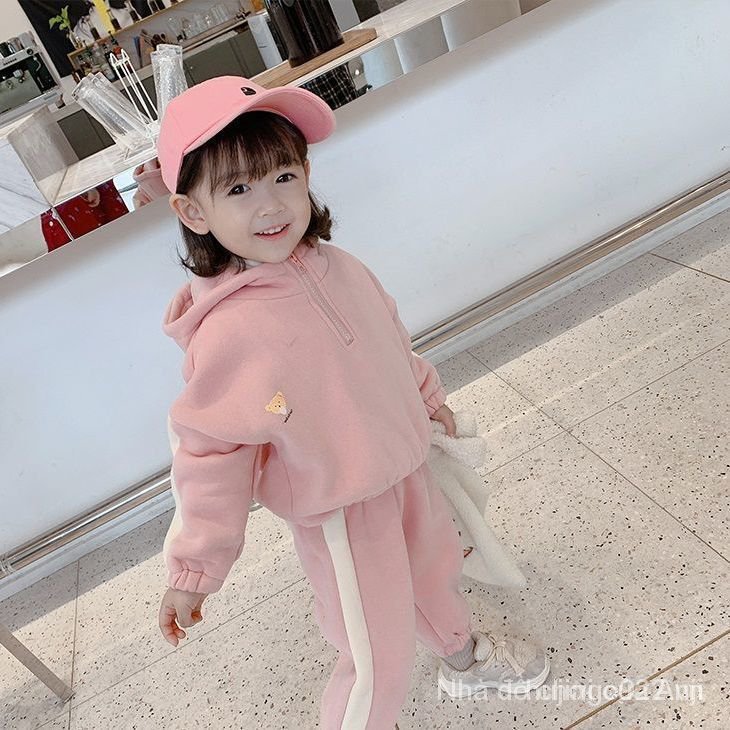 Long Sleeve Round Neck Hoodies + Fashionable Long Pants For Girls