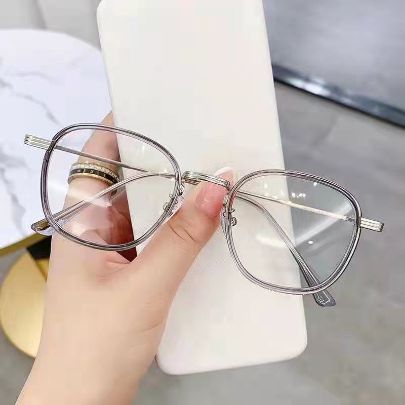 Mắt Kính Gọng Kim Loại Chống Bức Xạ Phong Cách Retro Hàn Quốc Cho Nam Nữ