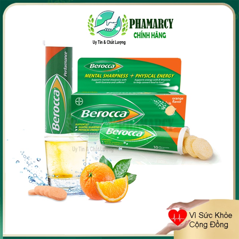 Viên sủi bổ sung Vitamin và khoáng chất, tăng sức đề kháng cơ thể Berocca, tuýp 10 viên