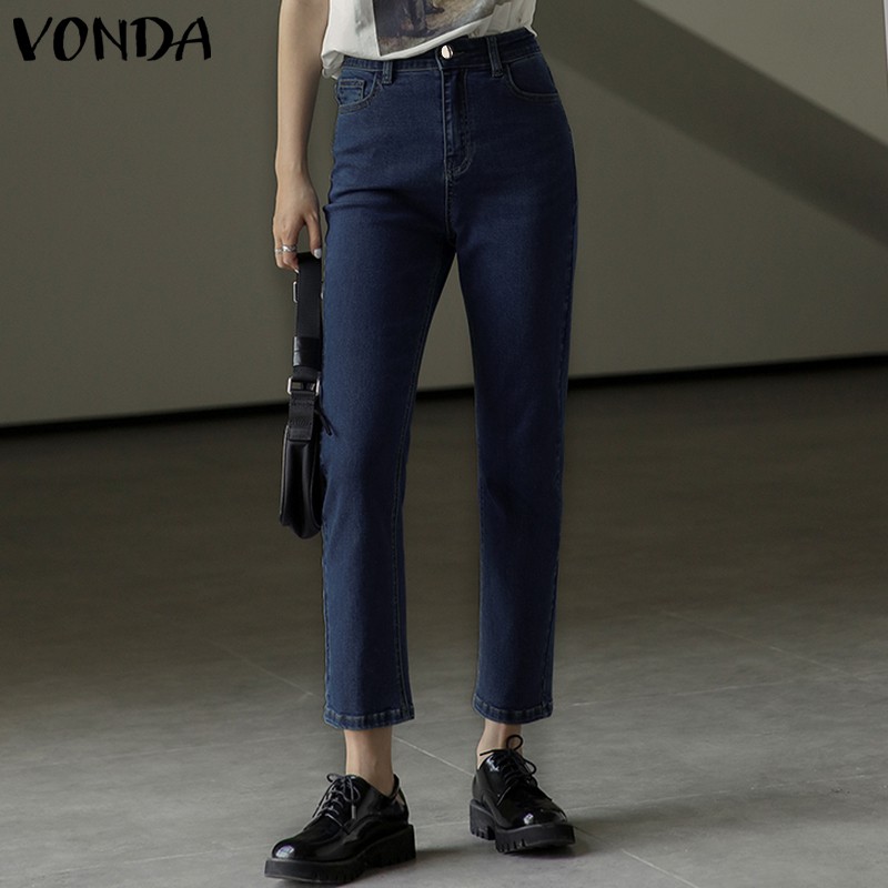 Quần VONDA Denim Lưng Cao Màu Trơn Thời Trang Dành Cho Nữ | BigBuy360 - bigbuy360.vn