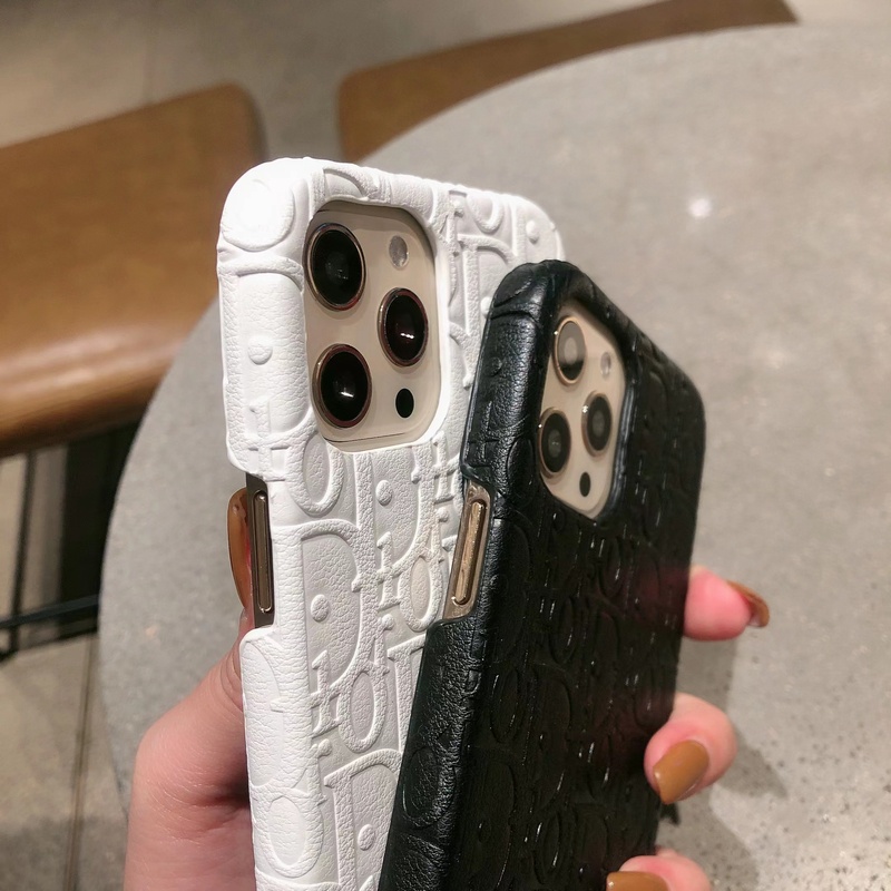Ốp iphone 13 Bao Da Điện Thoại Màu Trắng Đen Cho iphone 13 12 pro max 7 8 plus 11 pro max xs xr Ốp