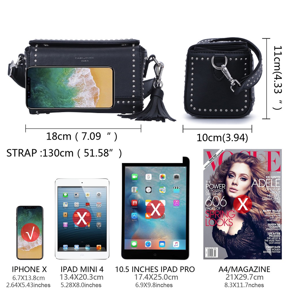 Túi Đeo Chéo DAVIDJONES Phong Cách Paris Thời Trang Cho Nữ | BigBuy360 - bigbuy360.vn