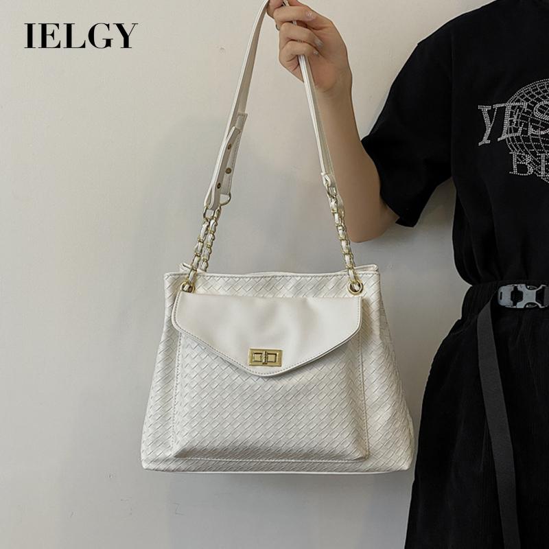 Túi đeo vai tote IELGY hobo da PU dáng vuông nằm ngang bề mặt mềm mại màu trơn sức chứa lớn thời trang đơn giản dạo phố