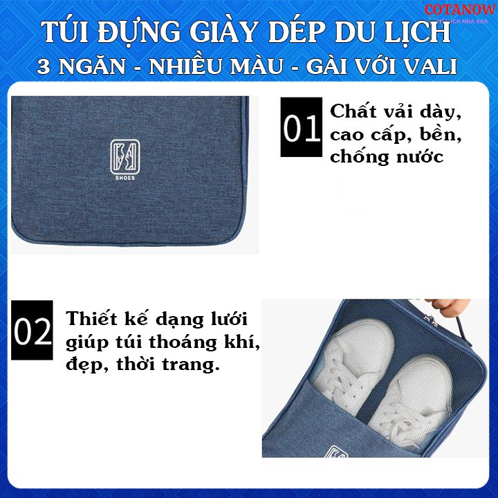 Túi Đựng Giày Du Lịch 3 Ngăn Gài Vali Tiện Lợi COTANOW