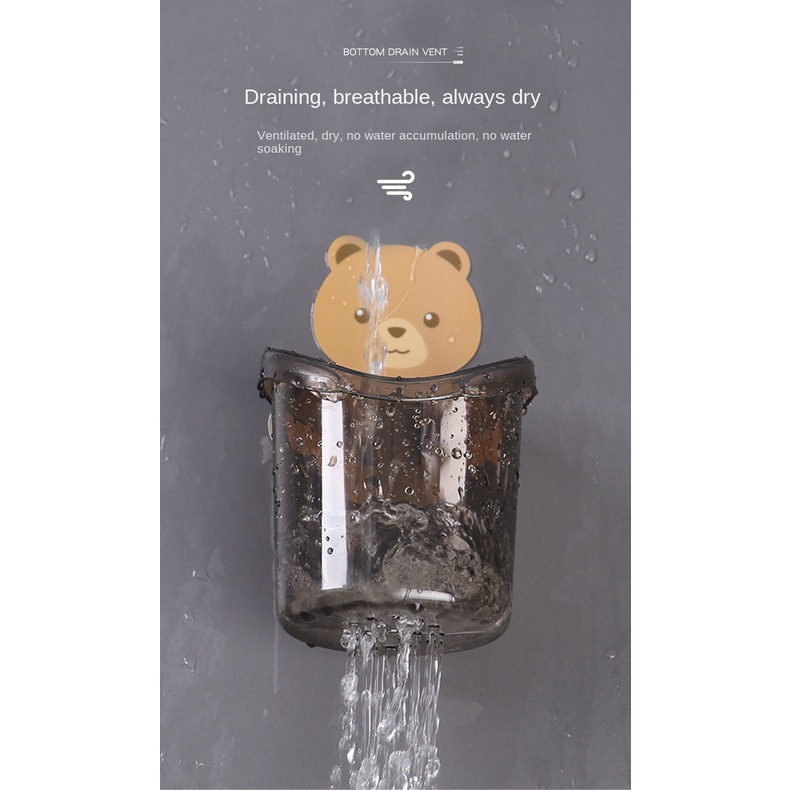 Giá Đỡ Cốc/Bàn Chải Đánh Răng Gắn Tường Hình Gấu Cho Phòng Tắm