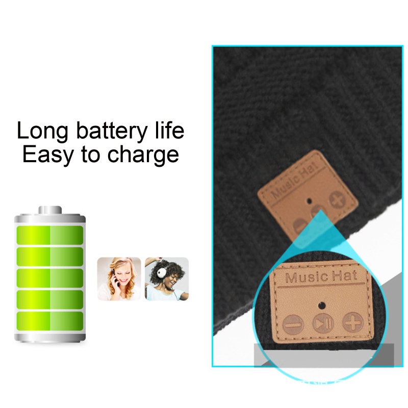 Mũ Nhung Dệt Kim Kết Nối Bluetooth 5.0 Làm Ấm Tai Vào Mùa Đông