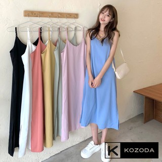 Váy hai dây đầm váy đũi dáng dài nhiều màu dày dặn không lộ KOZODA D13
