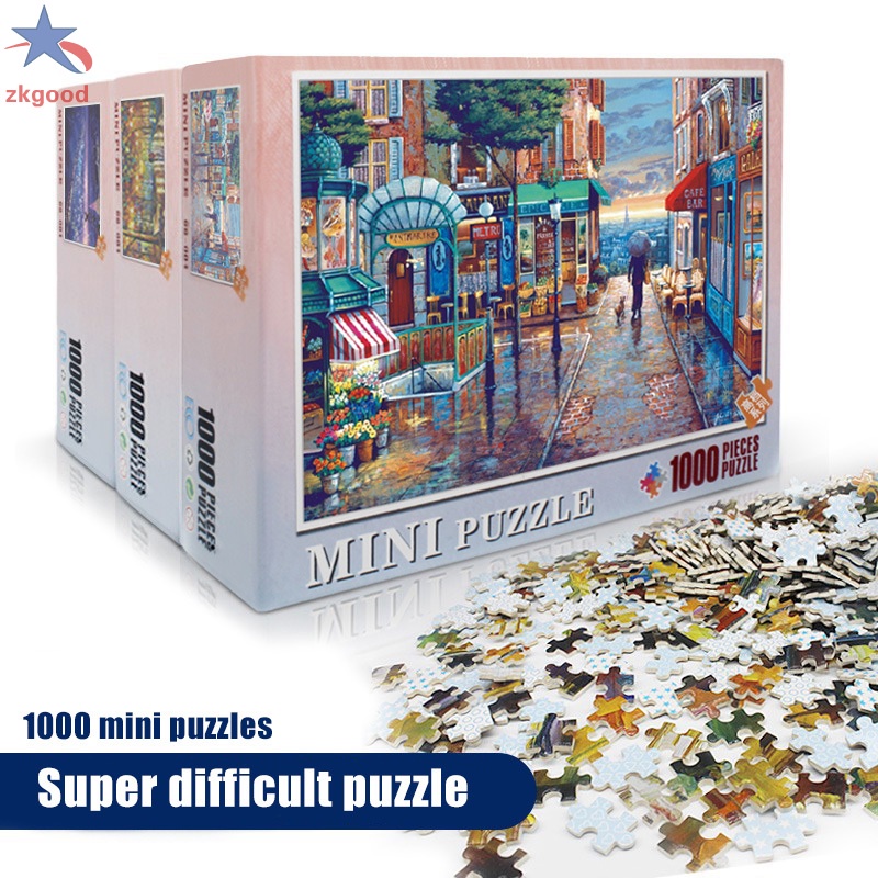 Bộ 1000 miếng xếp hình phong cảnh đường phố lãng mạn tự trang trí thủ công dành cho người lớn và trẻ em