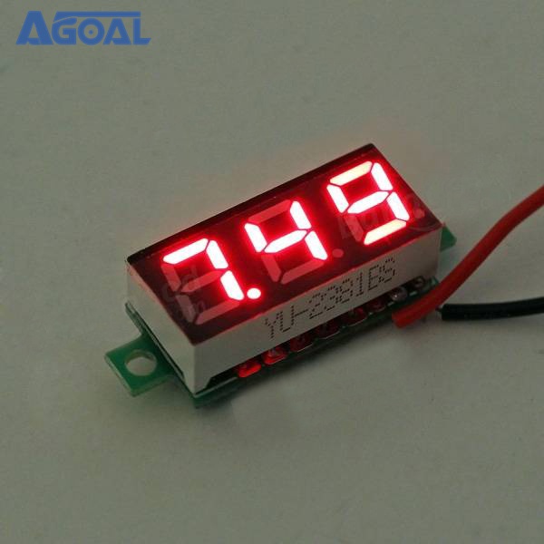 Vôn Kế Điện Tử Mini 0.28 Inch 2.5V-30V 5 Màu Đỏ/Trắng/Xanh Lá/Vàng