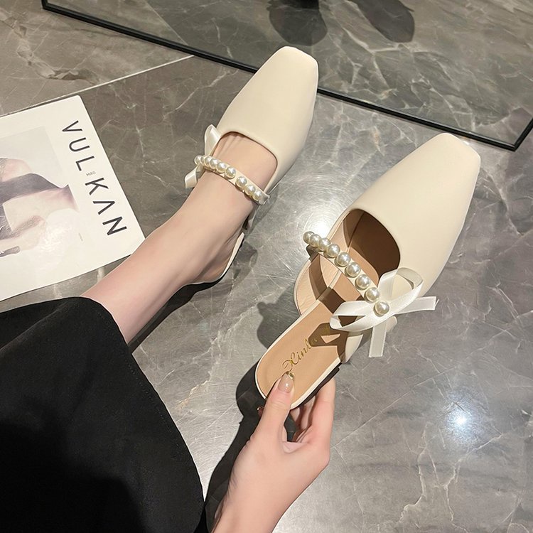 Qiaoyiluo Giày Muller Cao Cấp Mũi Vuông Miệng Nông Thời Trang Mùa Hè Chất Lượng Cao Cho Nữ