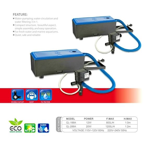 Bộ Lọc Máng Quanlong QL288A (20W-1200L/H-1.2M) - Máy Lọc Nước Cho Bể Cá