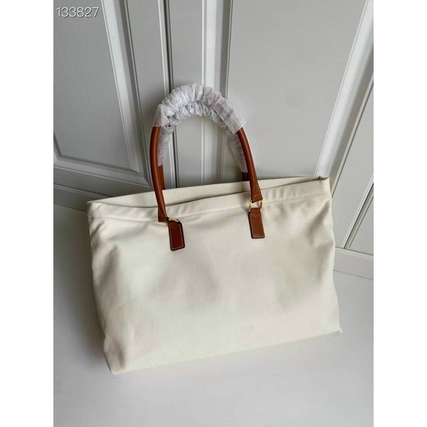 TNS-Túi tote canvas vừa laptop siêu hottrend Celinie Horizontal Cabas tote bag-chất canvas phối da nâu vintage