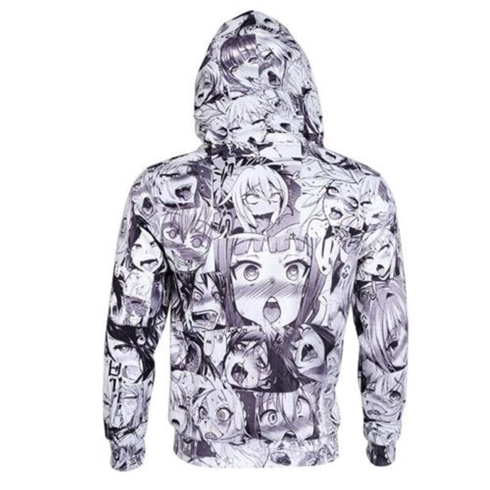 Ahegao Anime Face Hentai Manga 3D Printing Funny Hoodie Sweatshirt 