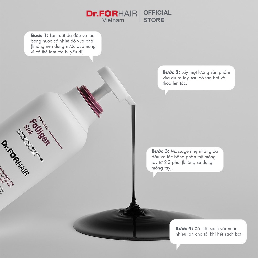 Dầu gội dành cho tóc mỏng và hư tổn Dr. FORHAIR Folligen Silk Shampoo 300ml