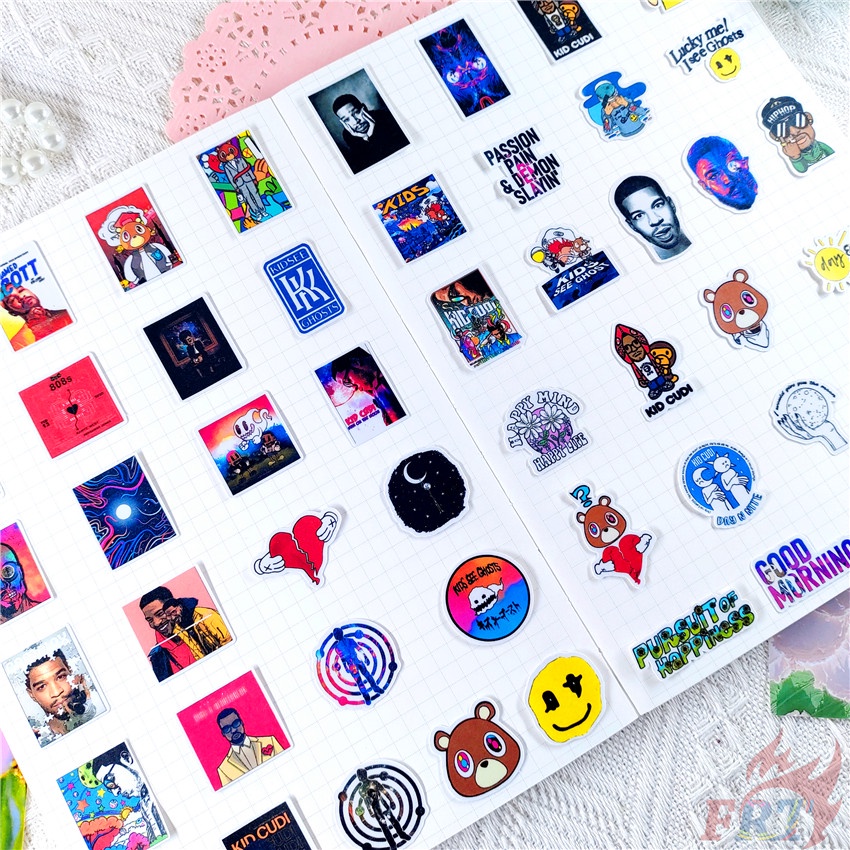 ★★★ Sticker Dán Mini Cudi &amp; Kanye West Q-1 ★★★ 48 Miếng Dán Decal Thời Trang Trang Trí Album