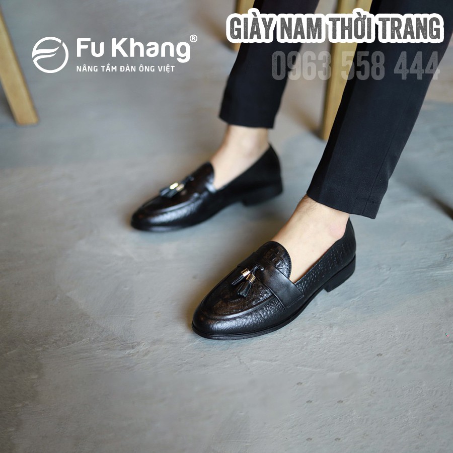 Giày lười nam công sở da bò cao cấp nhãn hiệu Fu Khang - GL00302N