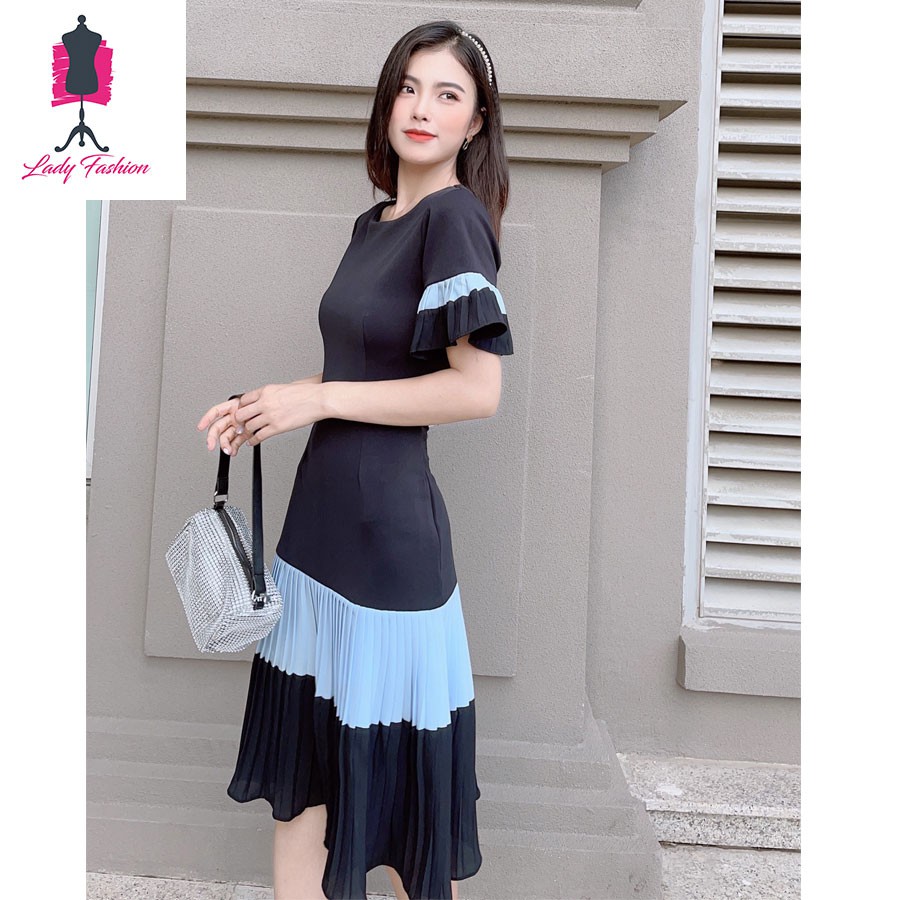 Đầm suôn phối dập li sang trọng-MS09