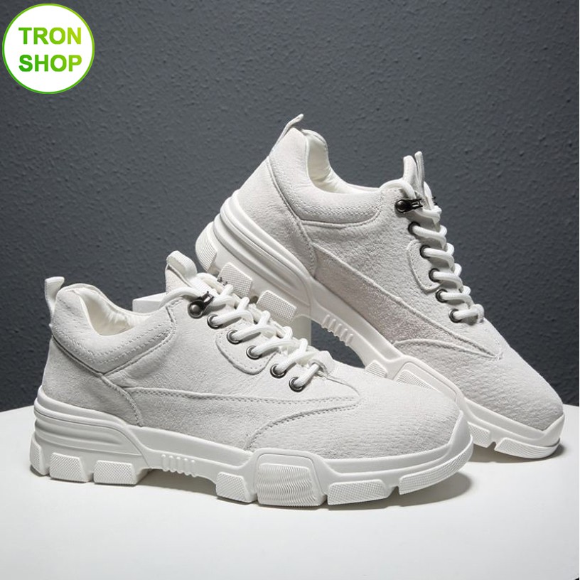 Giày sneaker nam full xám kiểu da lộn TS390 Tronshop | BigBuy360 - bigbuy360.vn