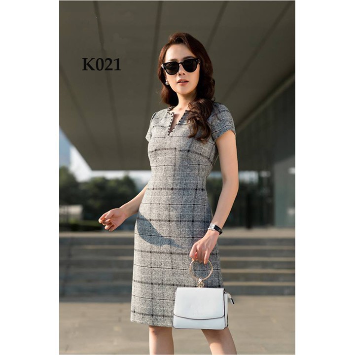 ĐẦM NỈ HÀNG THIẾT KẾ K021 - TIIN STORE (Hàng may thiết kế ,ảnh thật shop tự chụp)