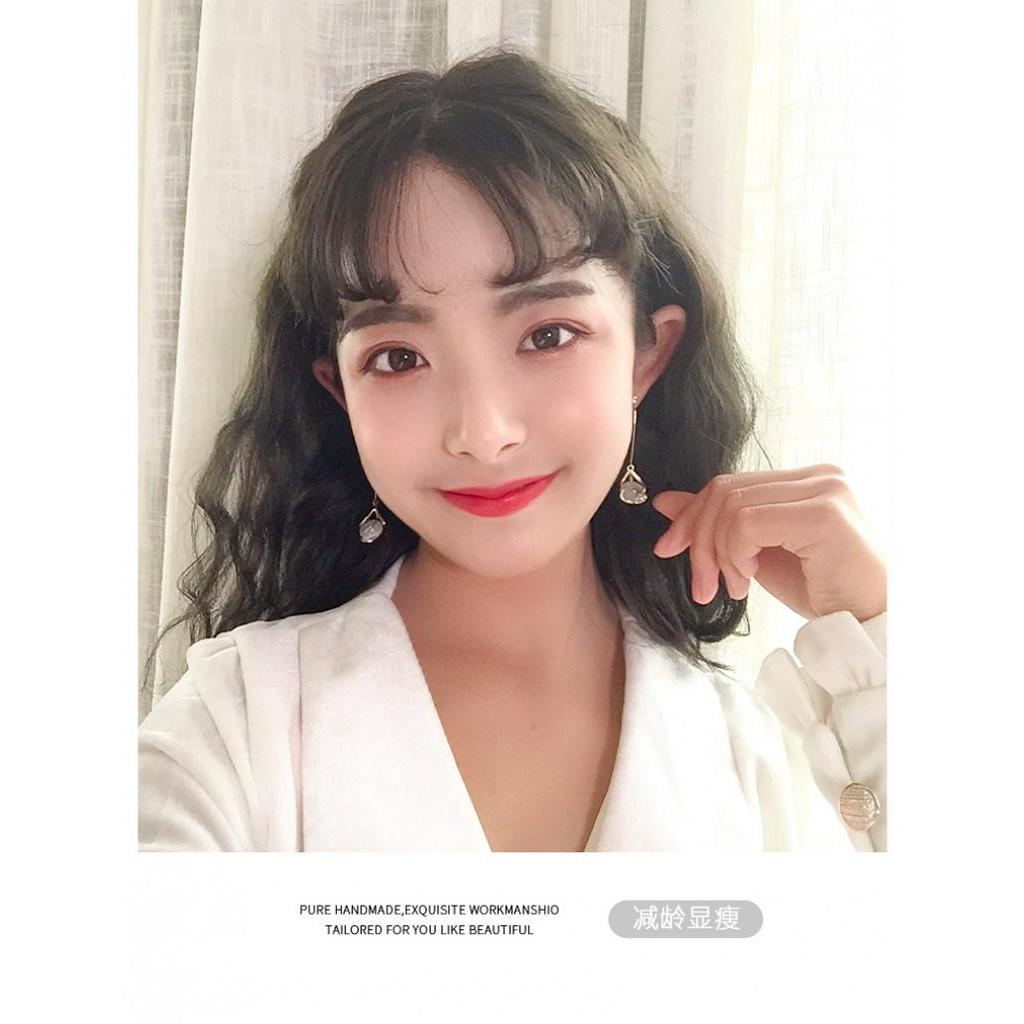 Đôi khuyên tai dáng dài đính đá mắt mèo mẫu 2023 phong cách Hàn Quốc thời trang dành cho nữ