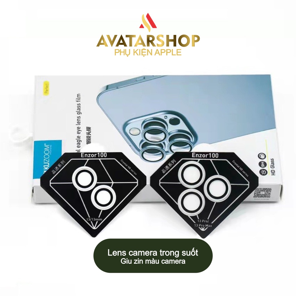Dán camera iphone chính hãng Kuzoom trong suốt cho iPhone 11pro/11promax/12prm/13/13pro/13prm/13/12