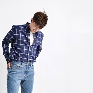 Áo sơ mi nam Routine - Sơ mi flannel caro màu xanh navy