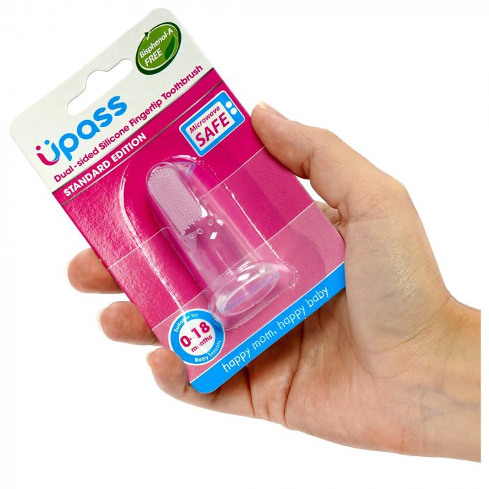 1 cái - Bàn chải silicone mềm 2 mặt xỏ ngón rơ lưỡi, nướu, đánh răng cho bé Upass UP4001W (Thái Lan)