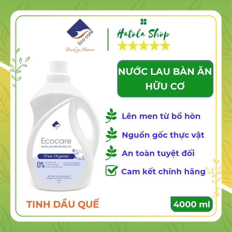 Nước Lau Bàn Ăn hữu cơ Bồ hòn Ecocare 4000ml