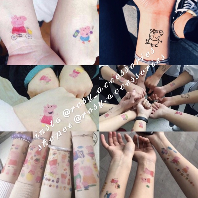 ROSY - HÌNH XĂM DÁN TATTOO MINI PEPPA PIG CUTE (ẢNH THẬT Ở SAU!!!)