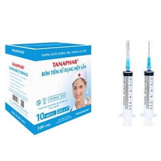 Bơm tiêm sử dụng một lần TANAPHAR 10ml/cc Không buốt- Không độc- Không gây sốt Sx bởi nhựa y tế, không chất DEH
