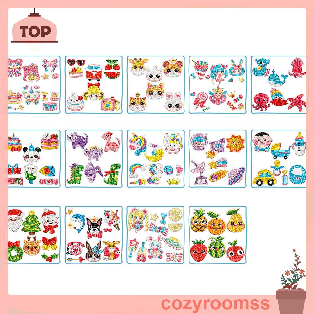 Sticker Dán Tường Họa Tiết Hoạt Hình Đính Đá DIY Dễ Thương Bắt Mắt