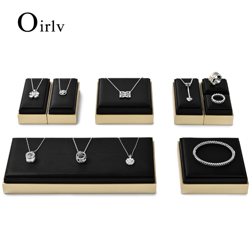 Oirlv Đồ trang sức bằng da nguyên bản Vòng đeo tay Vòng đeo tay Hoa tai Nhẫn Đồng hồ Hiển thị Khay Giá đỡ Đứng Đồ trang sức Tổ chức Bộ lưu trữ Đạo cụ Tấm PU100