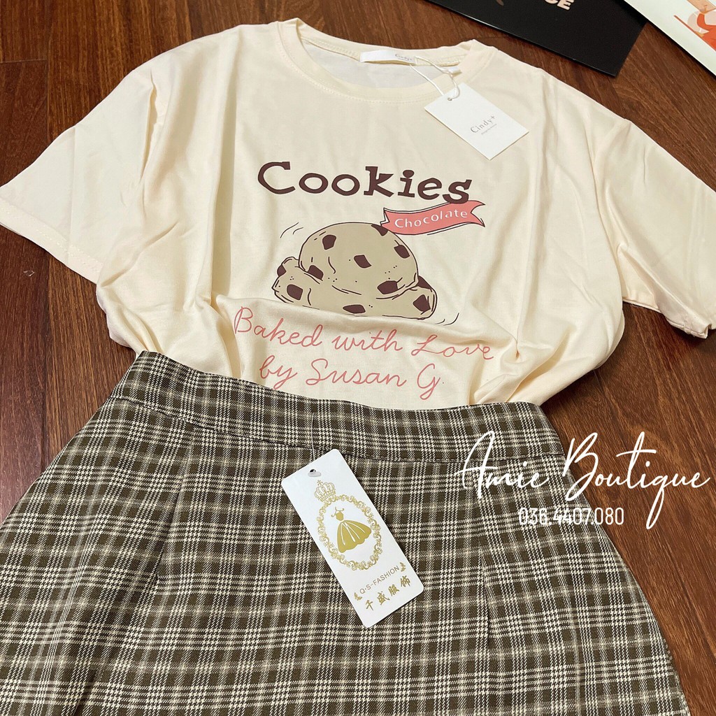 SET ÁO PHÔNG KÈM CHÂN VÁY KẺ SIÊU XINH.Chân Váy Kẻ Mix Áo Phông . Set Áo Thun Nude Mix Chân Váy . | BigBuy360 - bigbuy360.vn