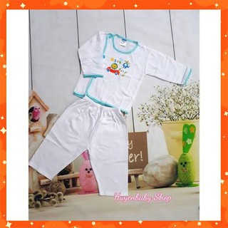 (Sale off) Bộ quần áo sơ sinh tay dài, cúc lệch cho bé trai, bé gái từ 3-11kg loại đẹp