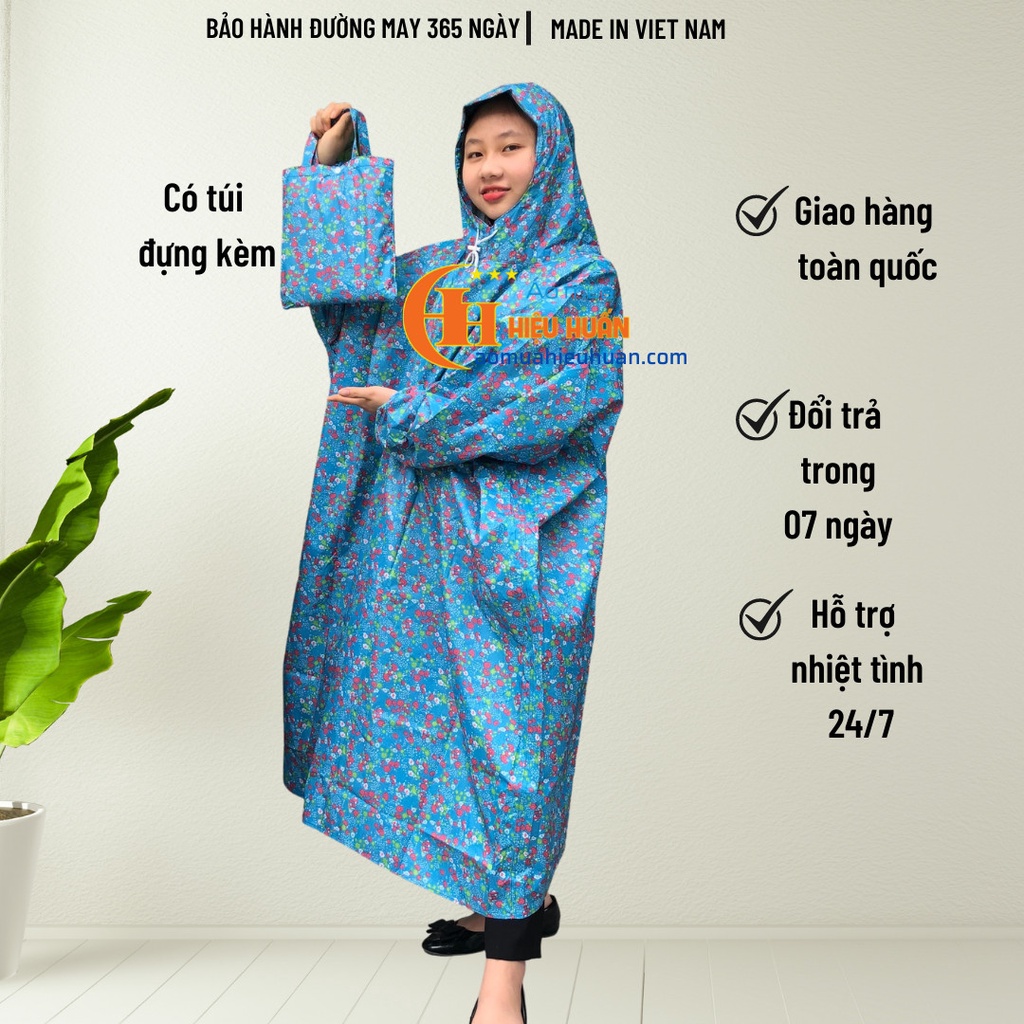 Áo Mưa 1 Người Vải Dù Kín loại 1m4 Không Xẻ Tà , Áo Mưa Thời Trang aomuahieuhuan