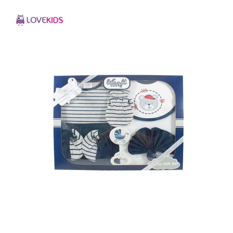 Set quà tặng sơ sinh cao cấp Lovekids 8 chi tiết,100% cotton mềm mịn,an toàn cho làn da của bé,size từ 0 đến 6 tháng