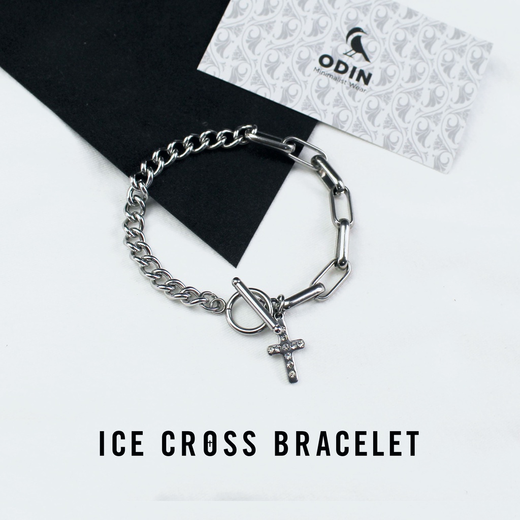 Vòng tay Ice Cross 316L phong cách Unisex - Thép Titan đính đá - Bảo hành 12 tháng