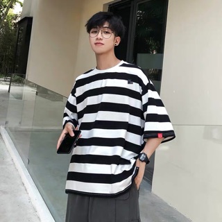 <ORDER-JS/Tiểu Tân>áo thun form rộng kẻ sọc năng động