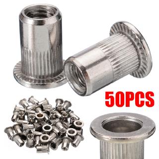 50pcs New M6 Thread Stainless Steel Flat Head Rivet Nut Rivnut Insert Nutsert