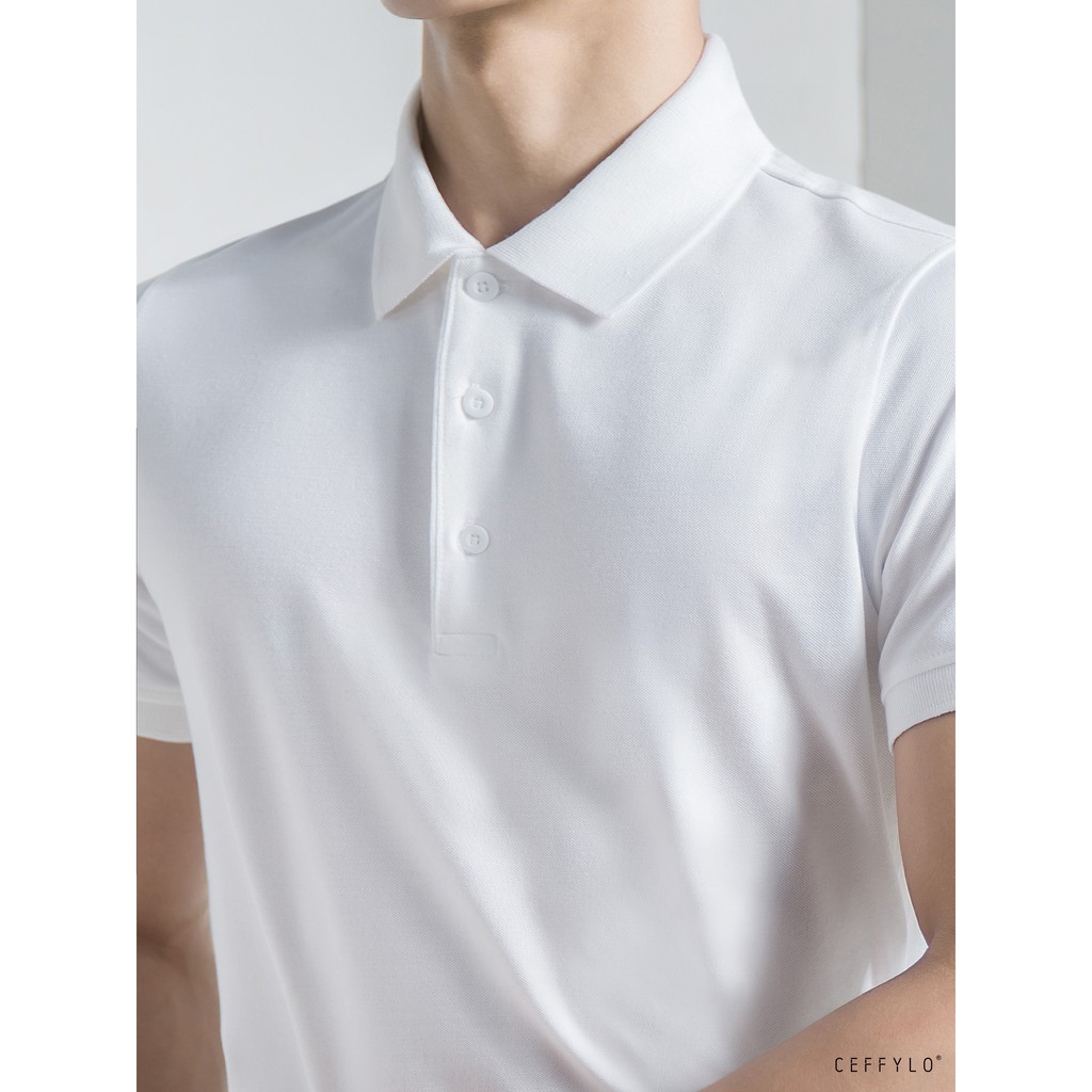 Áo Polo Trắng Trơn Basic vải cotton mềm mịn CEFFYLO