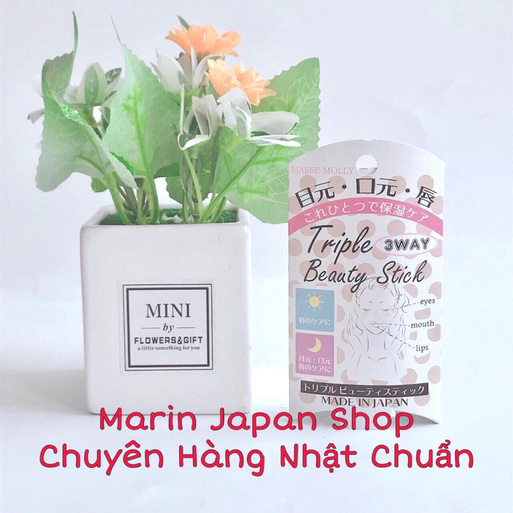 Thỏi son dưỡng đa năng dưỡng ẩm môi, chống nhăn chống lão hoá mắt và khoé miệng Masse Molly Triple Beauty Stick Nhật Bản