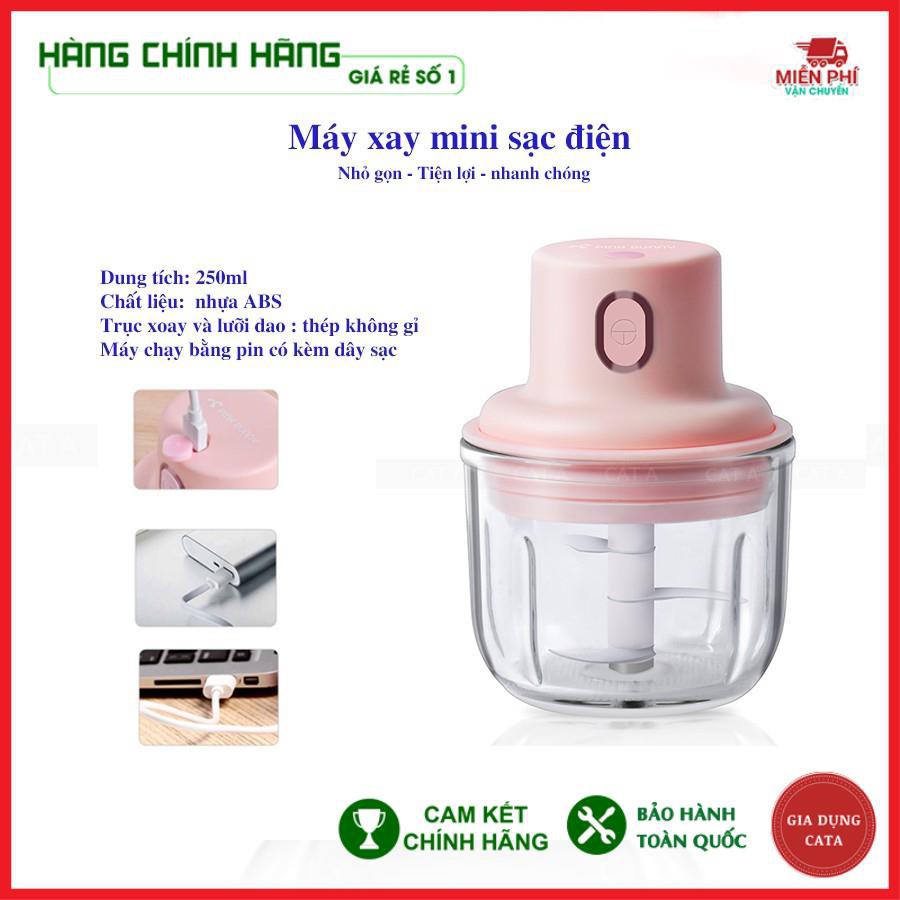 Máy xay tỏi ớt bằng tay mini sạc điện, máy xay thịt cầm tay, xoay không dùng dây rất bền,dụng cụ xay tỏi ớt,hành,gừng,cá