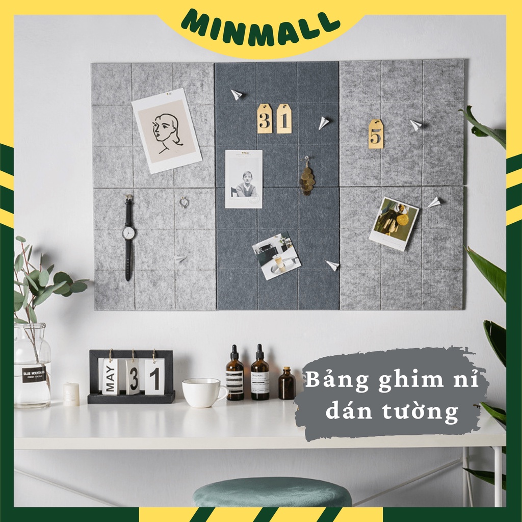 Bảng nỉ dán tường treo ảnh, postcard trang trí Tặng Kèm đinh ghim